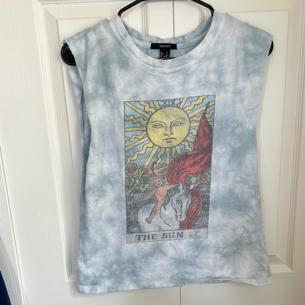 Forever 21 Light Blue Graphic Tank